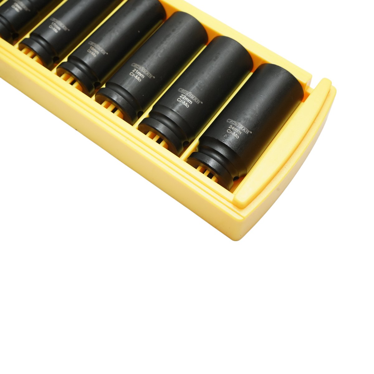 Set 10 chei tubulare de impact lungi 10-24mm, patrat 1/2 inch, material Cr-Mo, standard DIN 3121, industrial Crownman